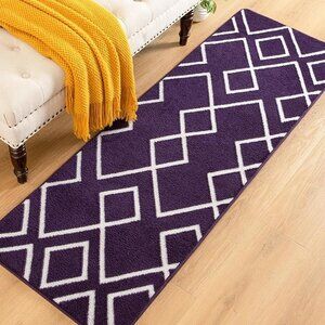 NEW Runner Rug for Bedroom, 2x6 Feet Purple Shag Area Rugs with Memory Foam.